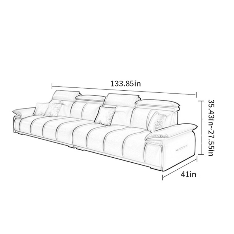 American minimalist and luxurious sofa, 3, 35.43" H x 133.85" W x 41" D
