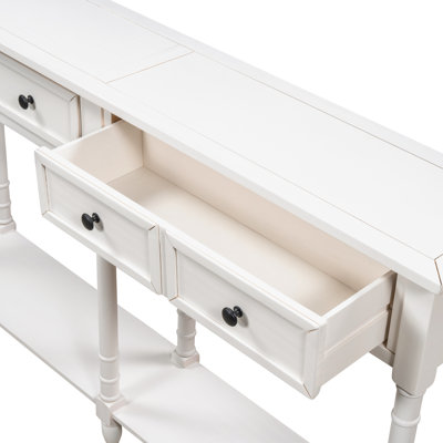 Rustic Console Sofa Table with Two Storage Drawers and Bottom Shelf