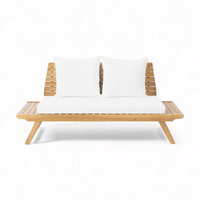 Acacia Wood Outdoor Loveseat – Water-Resistant Cushions & Modern Design