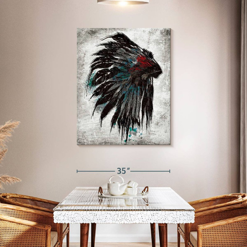 American American Feathered, couvre-chef sur toile, H 45 po x l 36 po x P 1,25 po