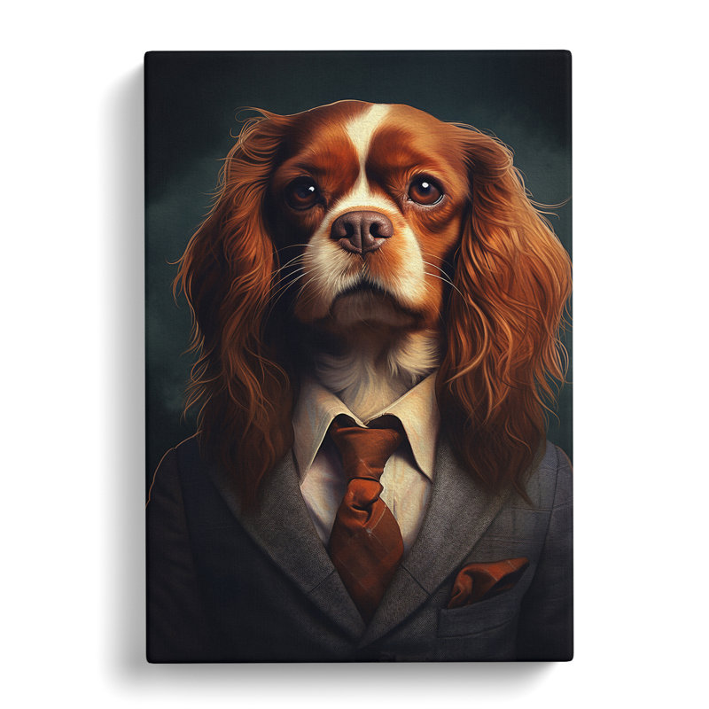 Cavalier King Charles Spaniel In A Suit No.5 - No Frame Print, 50cm H x 35cm W x 3cm D