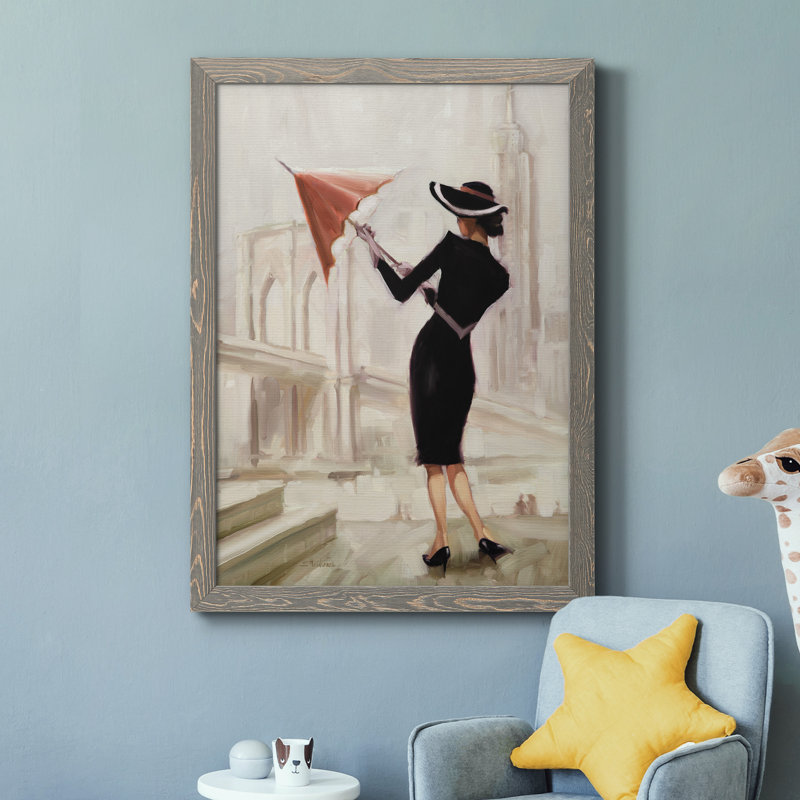 Hello, New York - Reproduction d'art sur toile encadrée, H 31,5 po x l 23,5 po x P 1,5 po, Encadré gris