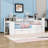 Wood Daybed with Shelves, Drawers, Charging Station, LED and Desk-1291489866-1291489867