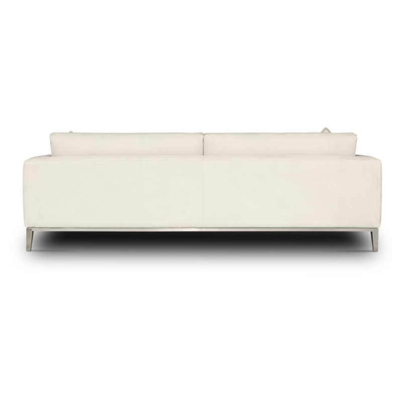 Fairfax 96'' Leather Sofa, Snowflake (Soft Touch), Stainless Steel