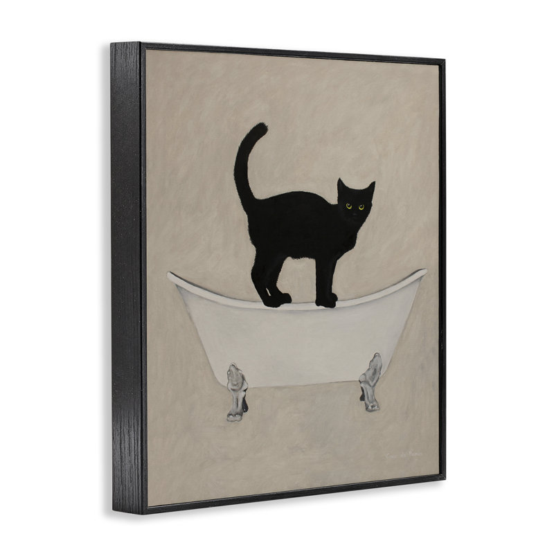 «Black Cat Simple Claw Pied Bathaign Bath», 16 x 20, Giclée encadrée noir minuit