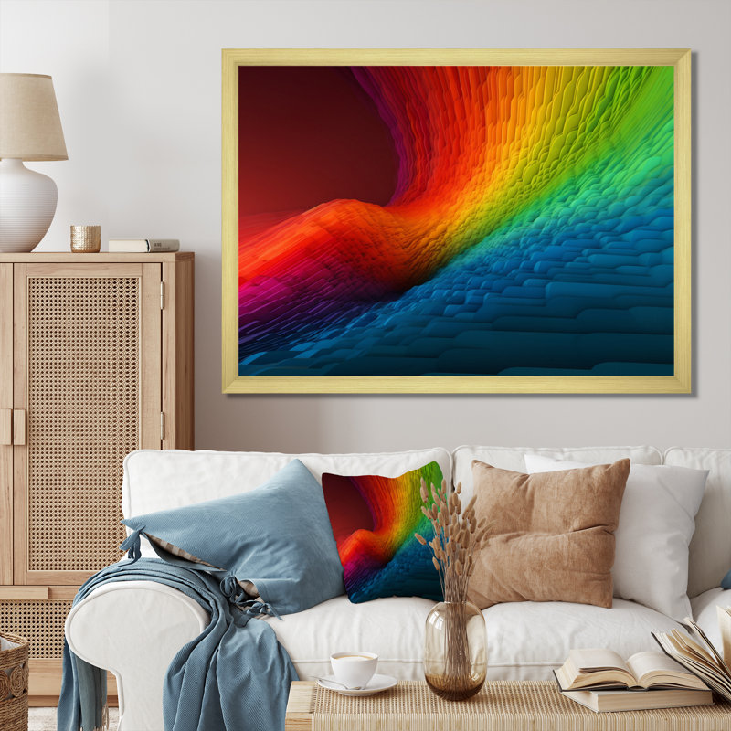 Waveforms Depicting Rainbow I - Print, 30" H x 40" W x 1.5" D, Gold Single Picture Framed