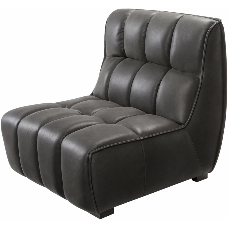 Morris Modern Accent Chair, Black Genuine Leather