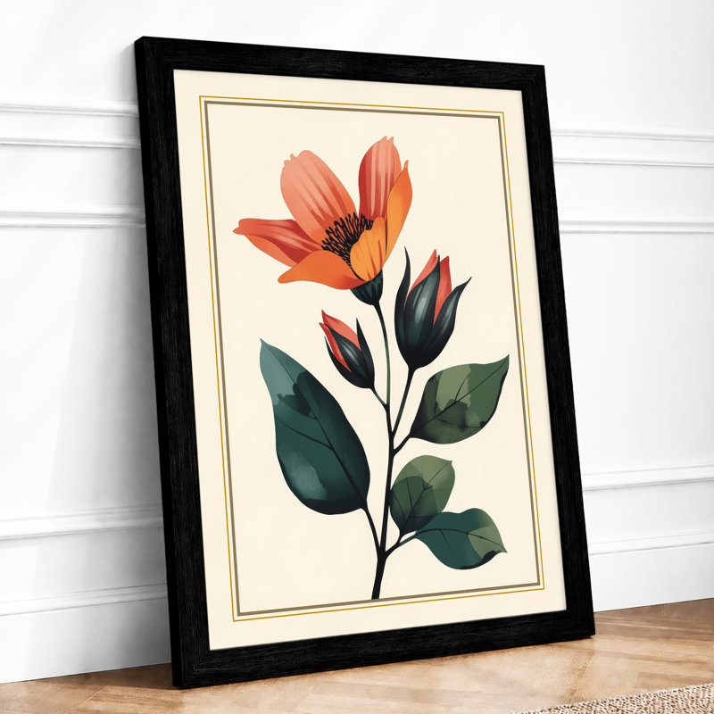 Flowering Stem Study Botanical - Print, Black, A4 - 29.7 x 21.0 cm