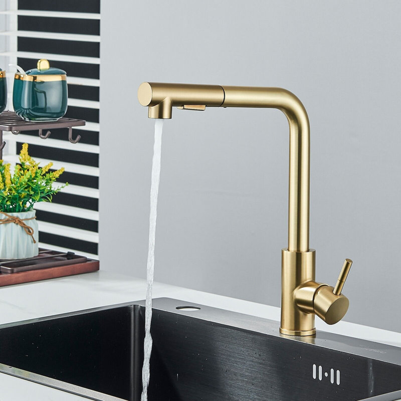 Senlesen Pull Out Kitchen Faucet, Brushed Gold