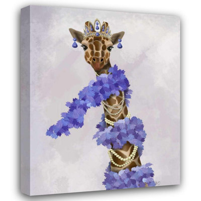 Art sur toile tendue Trinx Fab Funky Gallery: Girafe avec boa mauve