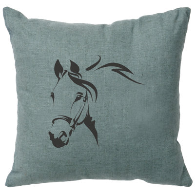 Coussin Wooded River Image - Profil de cheval - Lin océan