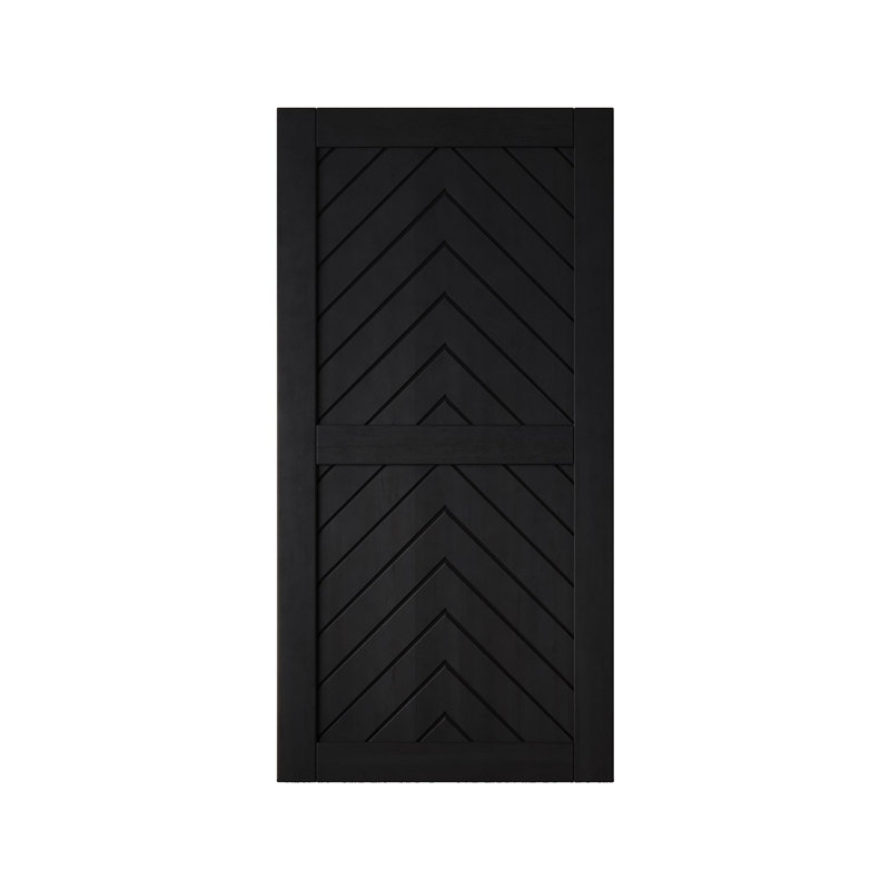 Homacer 36 in. x 80 in. 4-IN-1 Fishbone Design Black Finished & Unassembled Pine Wood Barn Door (Interior Use Only)