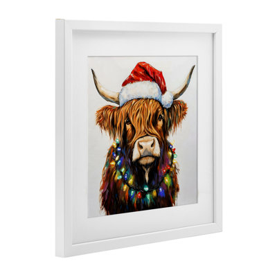 «Holiday Lights Bedecked Highland», reproduction sous verre encadrée, design par Petal Prints Design