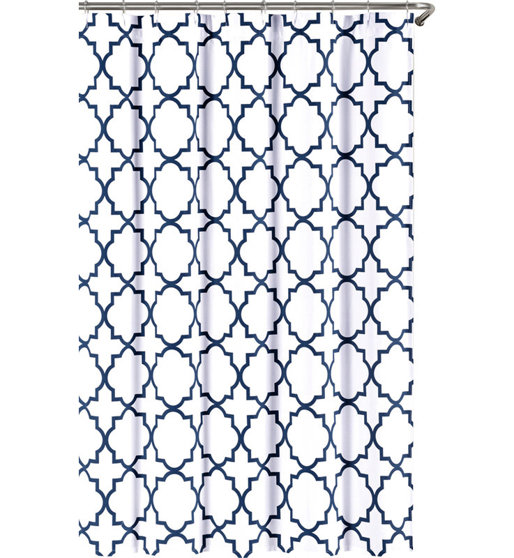 Rideau de douche en coton Adelee, Bleu marine