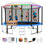 Trampoline de cour arrière de 12 pi Fiziti avec enceinte de sécurité, panier de basketball, gicleur d'extérieur