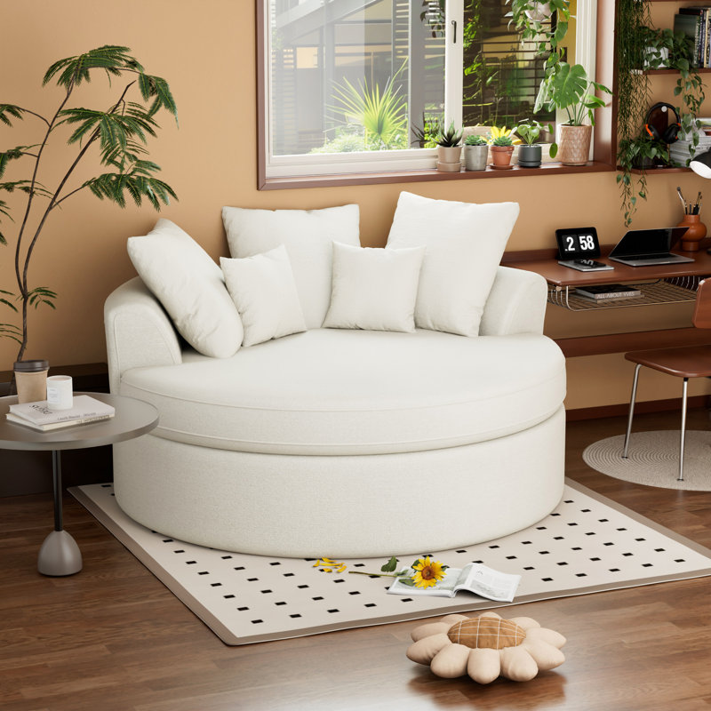 CanapÃ© rond moderne avec coussins moelleux, White