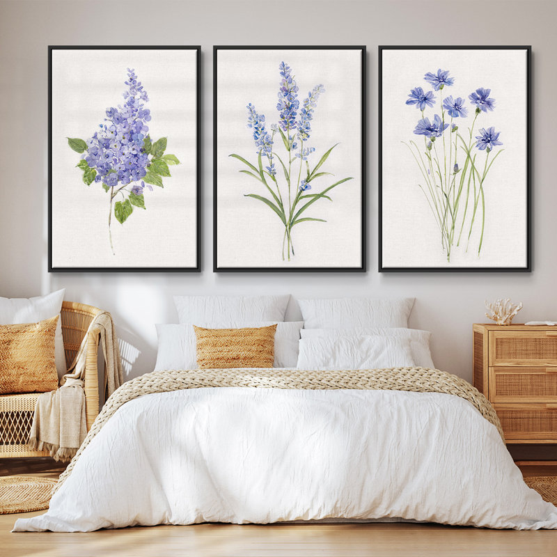 Ensemble de 3 cadres flottants sur toile, H 27 po x l 54 po, Cadre flottant noir