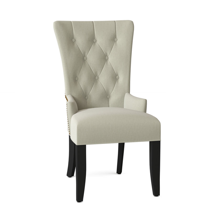 Fauteuil capitonné et rembourré, Laiton, Beige, Noir satiné