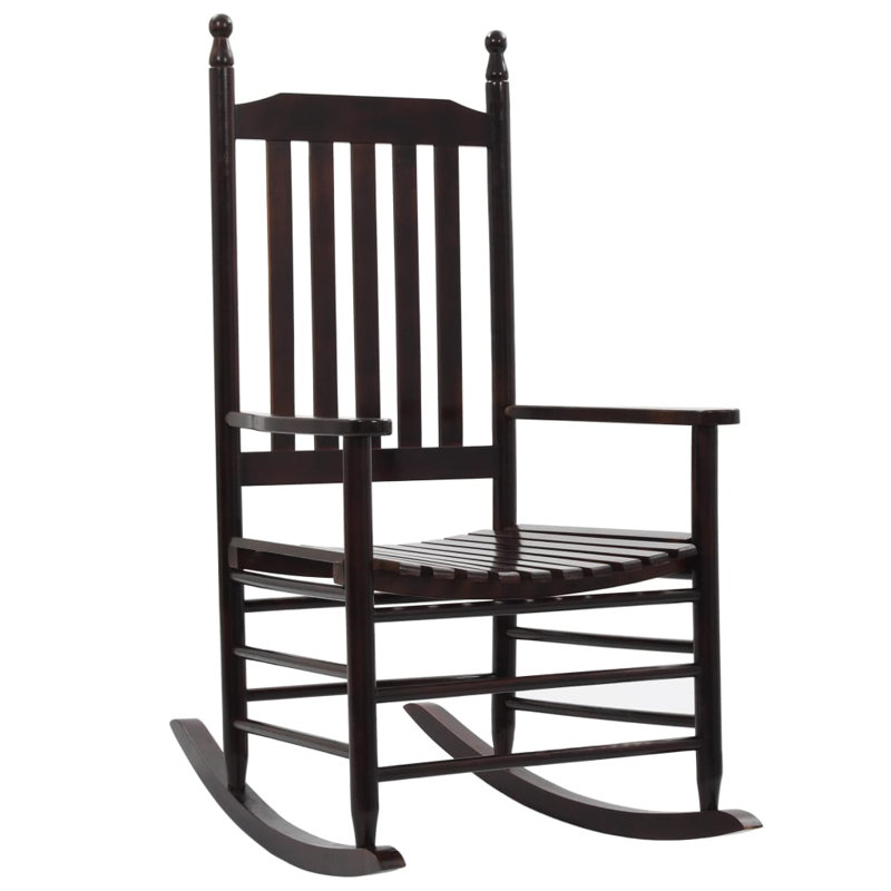 Chaise berçante d'extérieur en bois massif, Brun