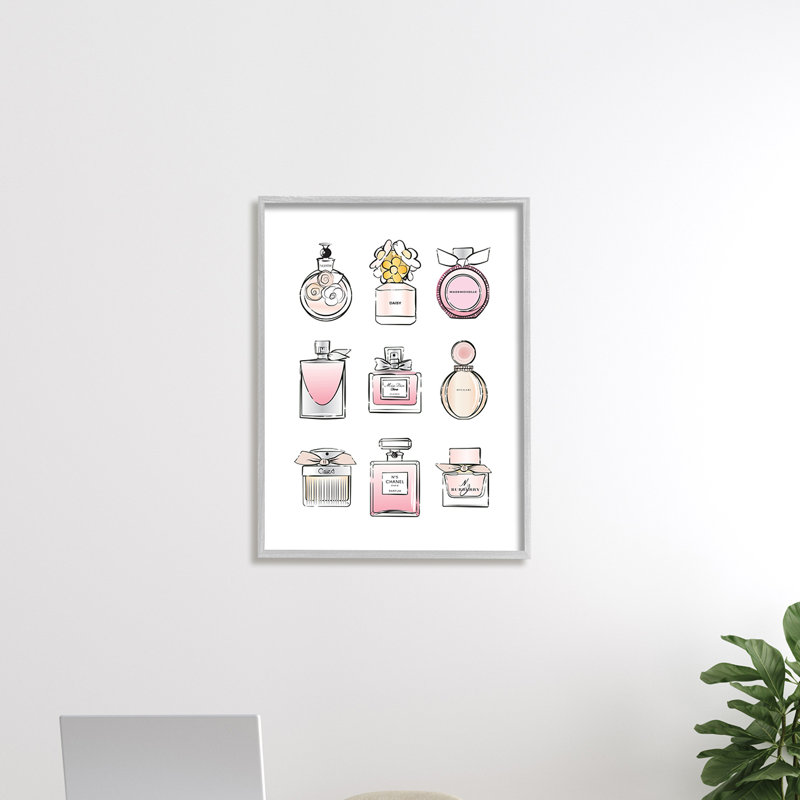 Parfum, bouteille, glamour, chic, moderne, mode, illustrations, Toile tendue, H 30 po x l 24 po