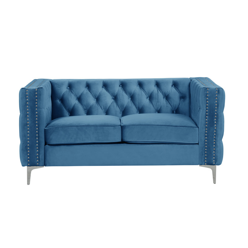 Causeuse Virgil, Velours bleu marine