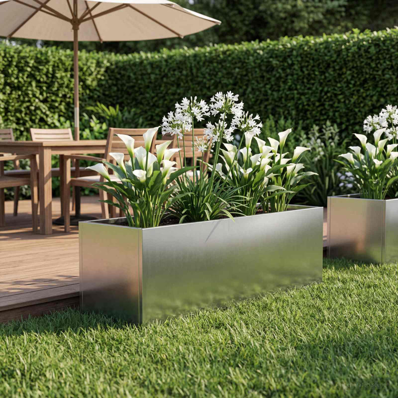Planter Box, 20cm H x 100cm W x 100cm D, Stainless Steel
