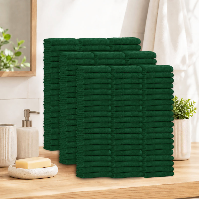 Lingettes 100% coton 600 g / m² 12 x 12 pouces, absorbant doux et à séchage rapide, Vert, Ensemble de serviettes 200 pièces