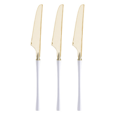 Gold with Black Handle Moderno Disposable Plastic Dinner Knives