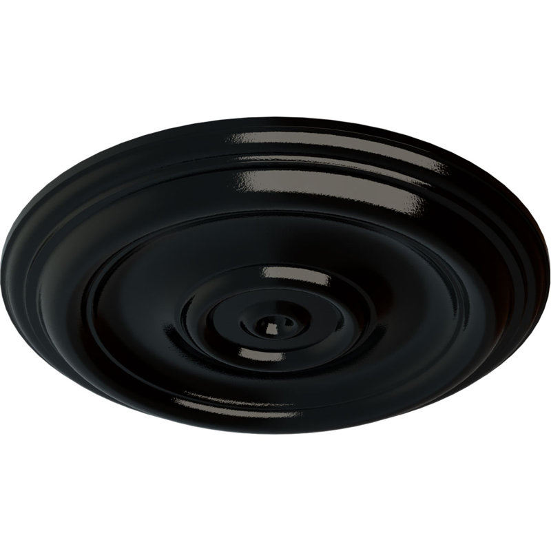 Médaillon de plafond traditionnel Endurathane, DO 12 po x P 1 po (convient aux auvents jusqu'à 2 3/4 po), finition perle noire peinte à la main