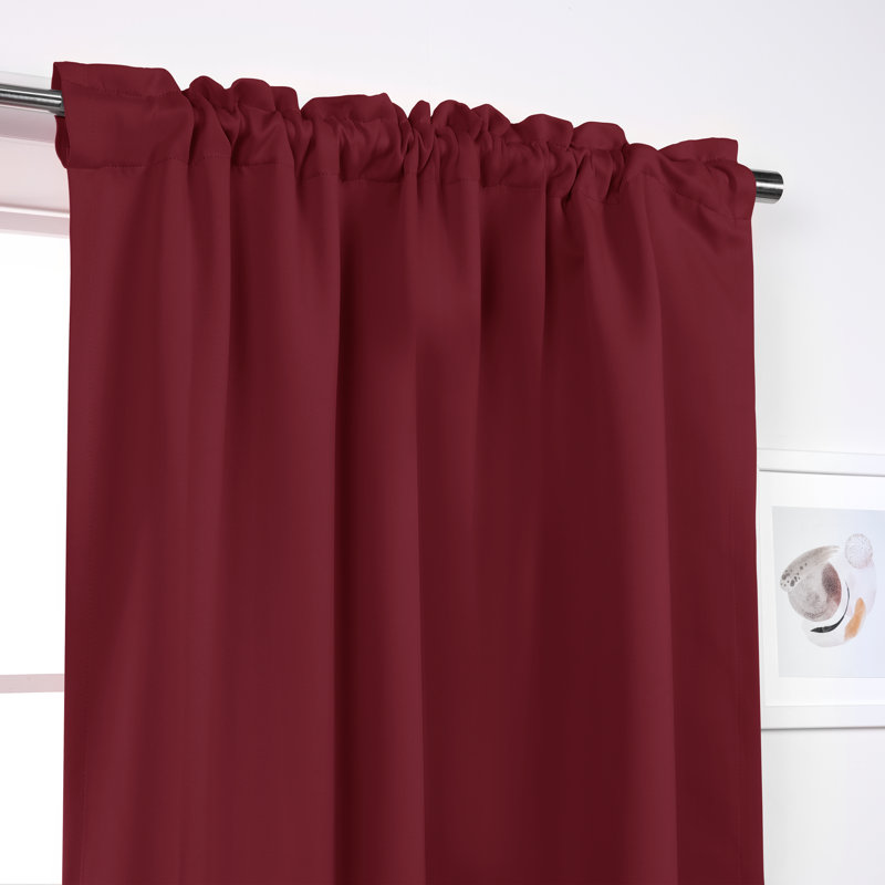 Bantam Solid Blackout Thermal Rod Pocket Curtain Panels, Burgundy, 52" W x 63" L
