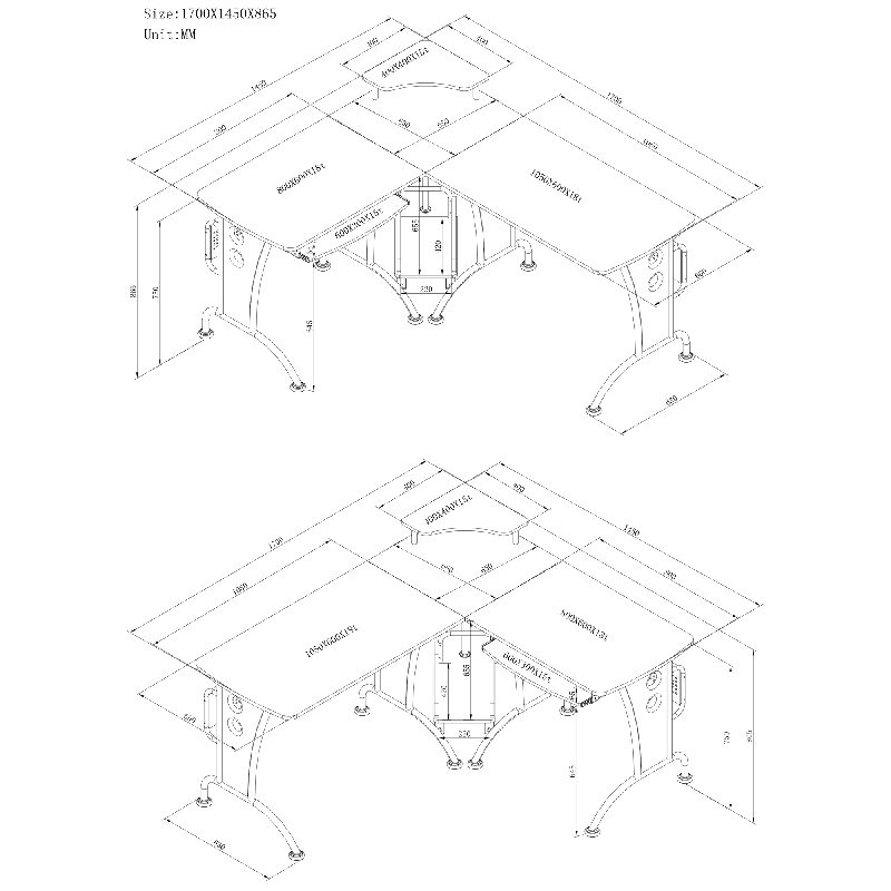 Ouida L-Shaped Metal Base Computer Desk, Oak