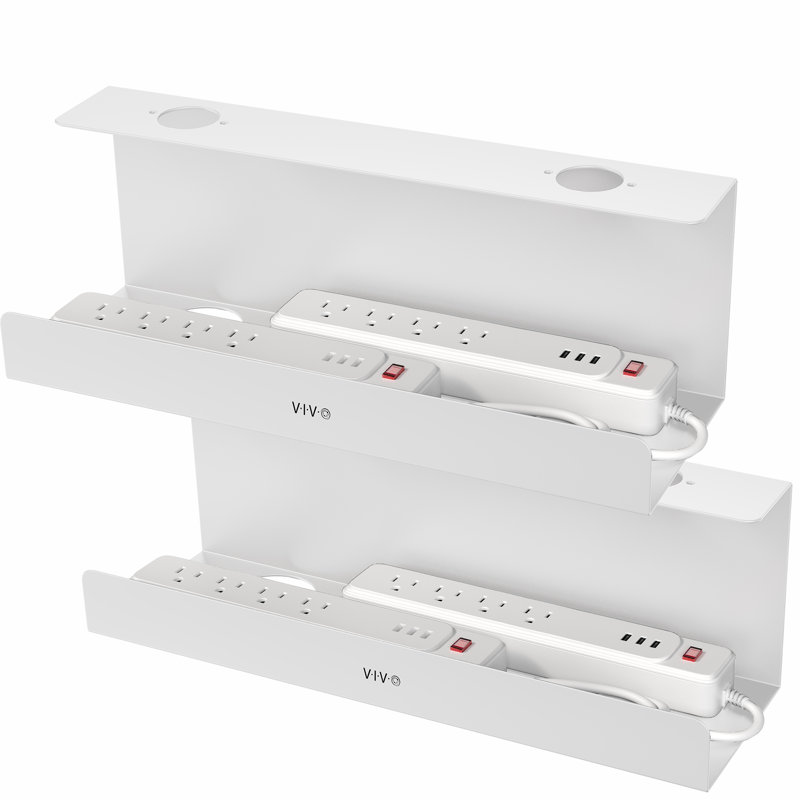 VIVO White Extra Deep Under Desk Cable Management Trays - 2 Pack