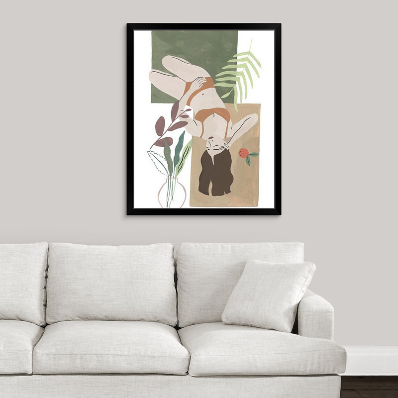 " Sunbathing In Tropics III " by The Novogratz, 18" H x 15" W x 1" D, Black Framed