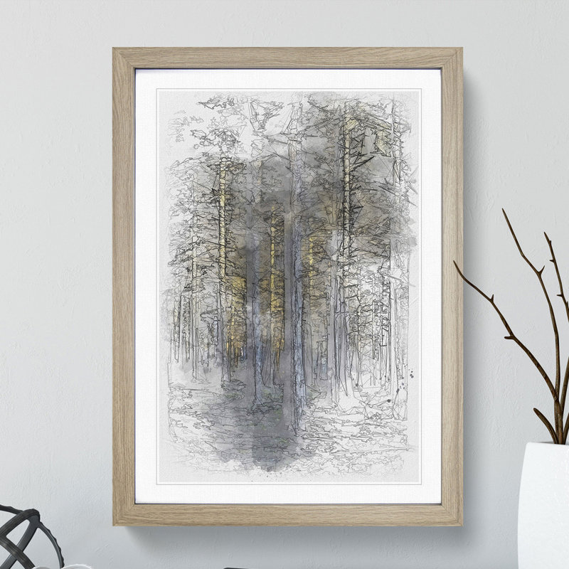 Sunlight Forest Vol.3 Sketch - Picture Frame Graphic Art, Oak, 36cm H x 27cm W x 2cm D