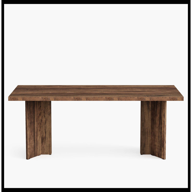 63" Dining Table, Farmhouse Kitchen Table With Large Tabletop For 4-6, Dark Brown