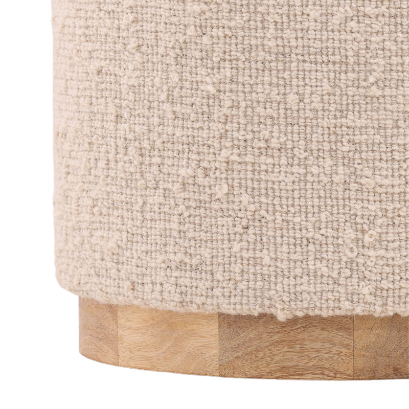 Gema Handwoven Wool Blend Stool, Ivory
