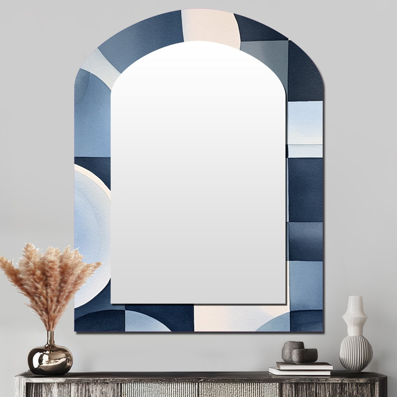 Essence of Simplicity III - miroir mural minimaliste arche, miroir asymétrique moderne, impression d'art en métal