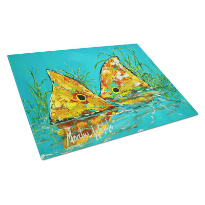 Side By Side Red Fish Glass Cutting Board