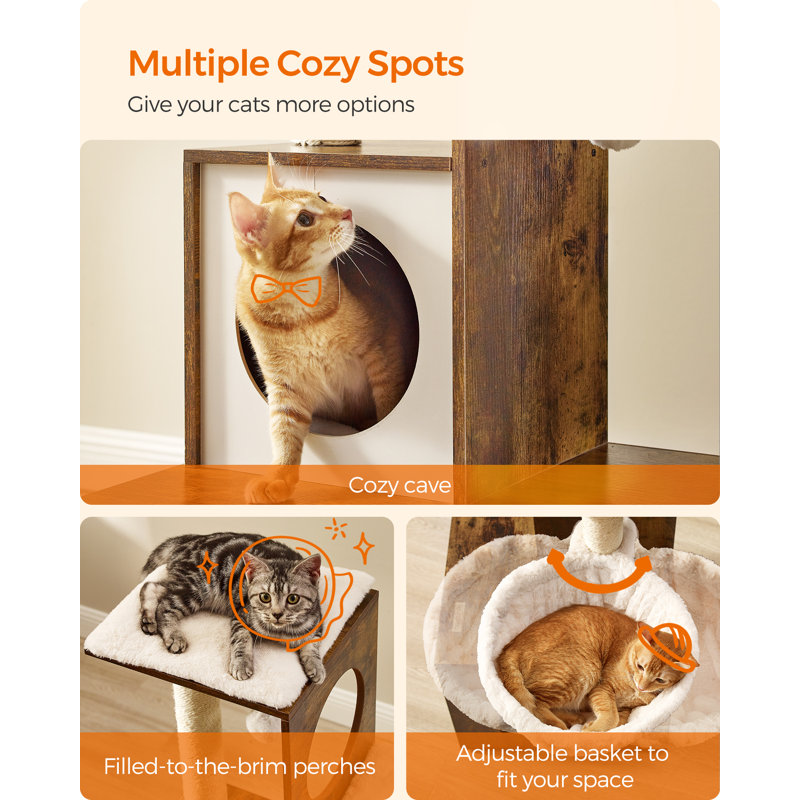 53" Kimmel Cat Tree with Litter Box Enclosure, Rustic Brown