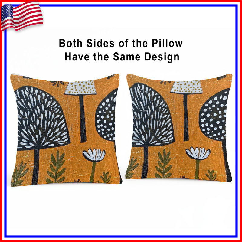 Coussin Mushroom, coussins double face nature, 16 po x 16 po