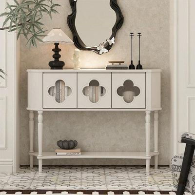 Console demi-cercle en bois massif blanc