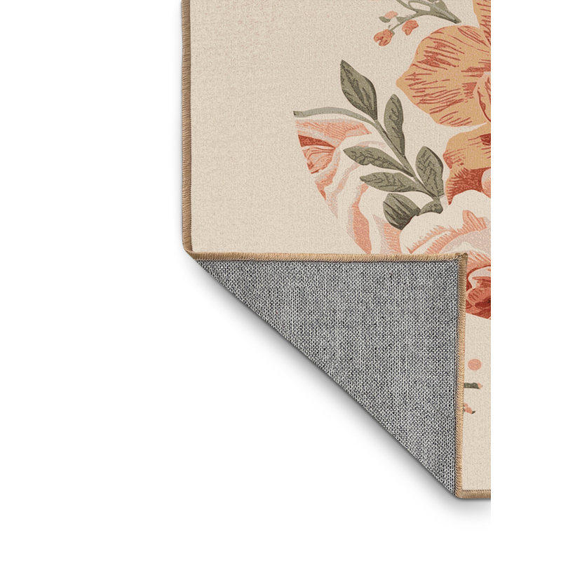 Tapis abstrait moderne et contemporain lavable à la machine beige de style artésien de Pâques - reliure brun clair, 5 x 8