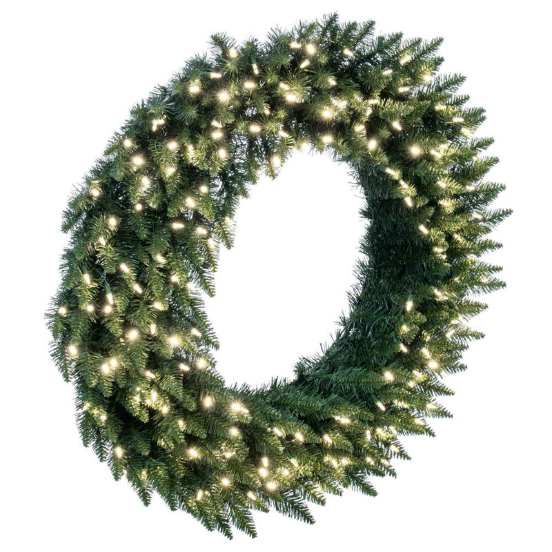 Couronne de sapin artificielle Peabody, H 42 po x l 42 po x P 3 po, Transparent chaud