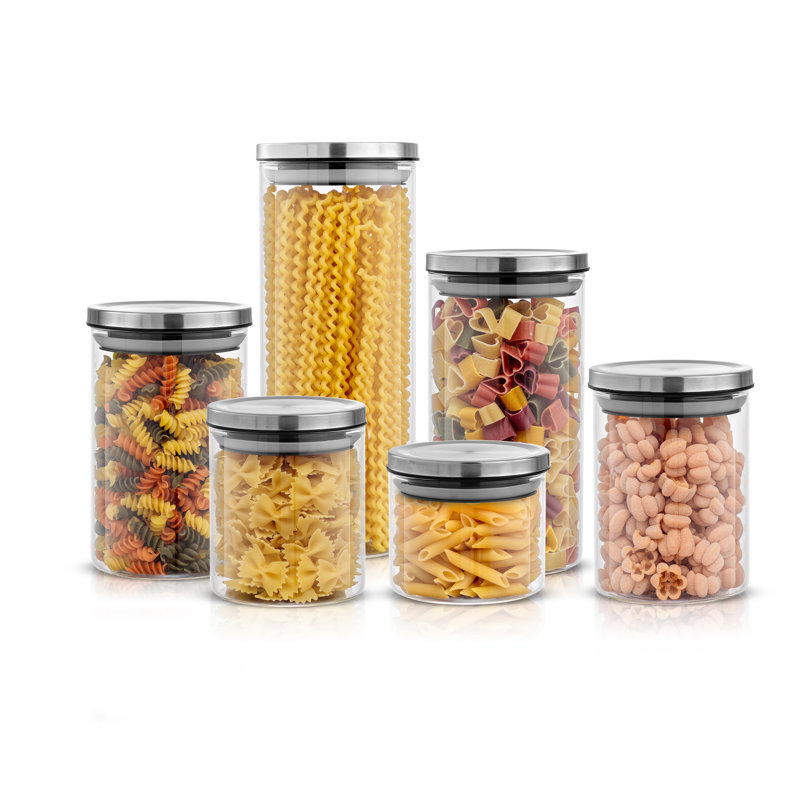 Ensemble de 6 pots de rangement en verre JoyJolt avec couvercles hermétiques