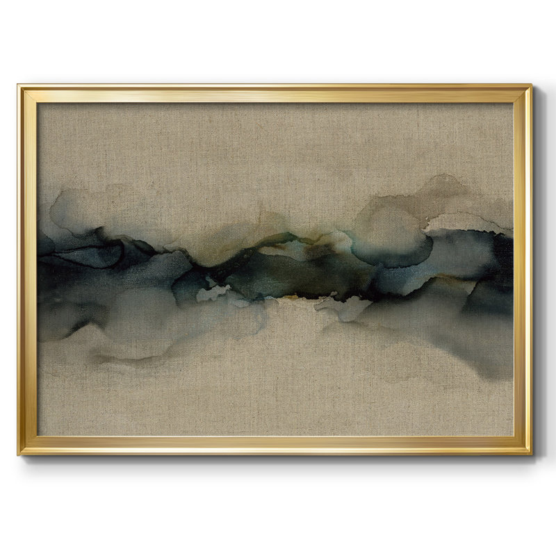 " Ocean Streams ", 30" H x 44" W x 1.5" D, Gold Closed Corner Framed Canvas