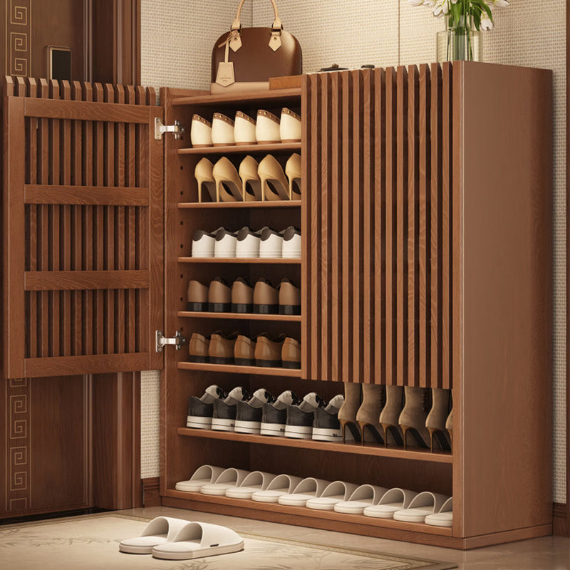 Retro fashion storage shoe cabinet, 45.28" H x 39.37" W x 13.78" D