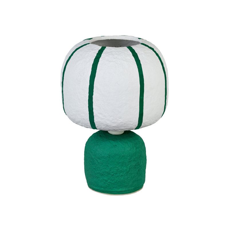 Lampe de table en coton Margate, Vert, Vert/blanc
