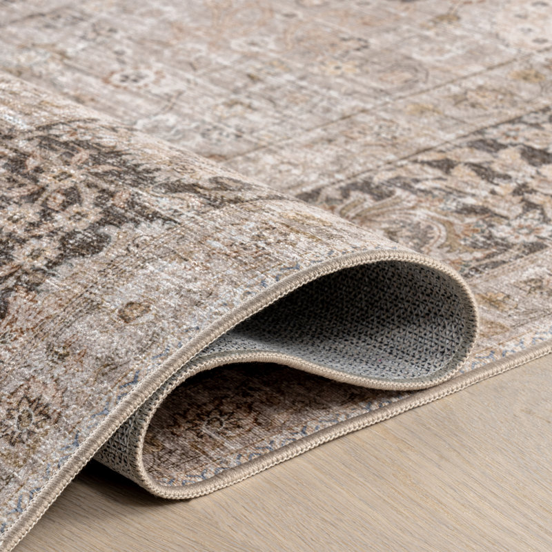 Bayberry Sand Vintage Machine Washable Polyester Area Rug