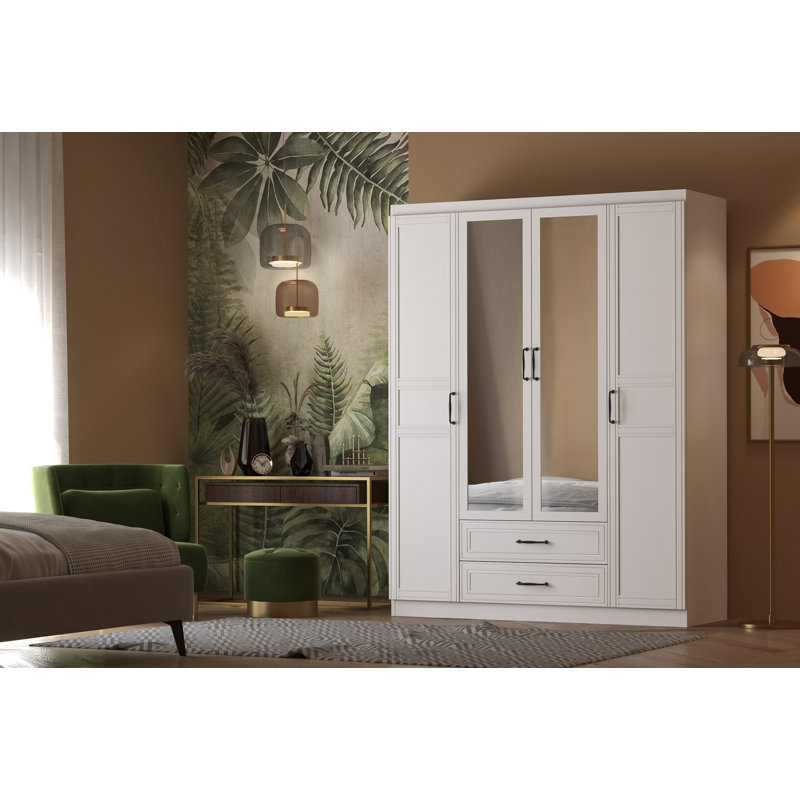 Berend 4 Door Manufactured Wood Wardrobe, 189cm H x 54cm W x 41.5cm D