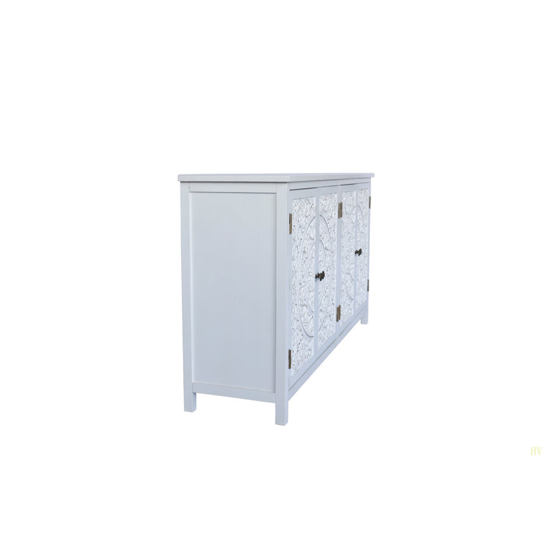60" Accent Cabinet With 4 Doors, Rustic Wood Sideboard Pantry Cabinet - Versatile Buffet Cabinet With Storage For Home Decor And Organization Chic Cabinet